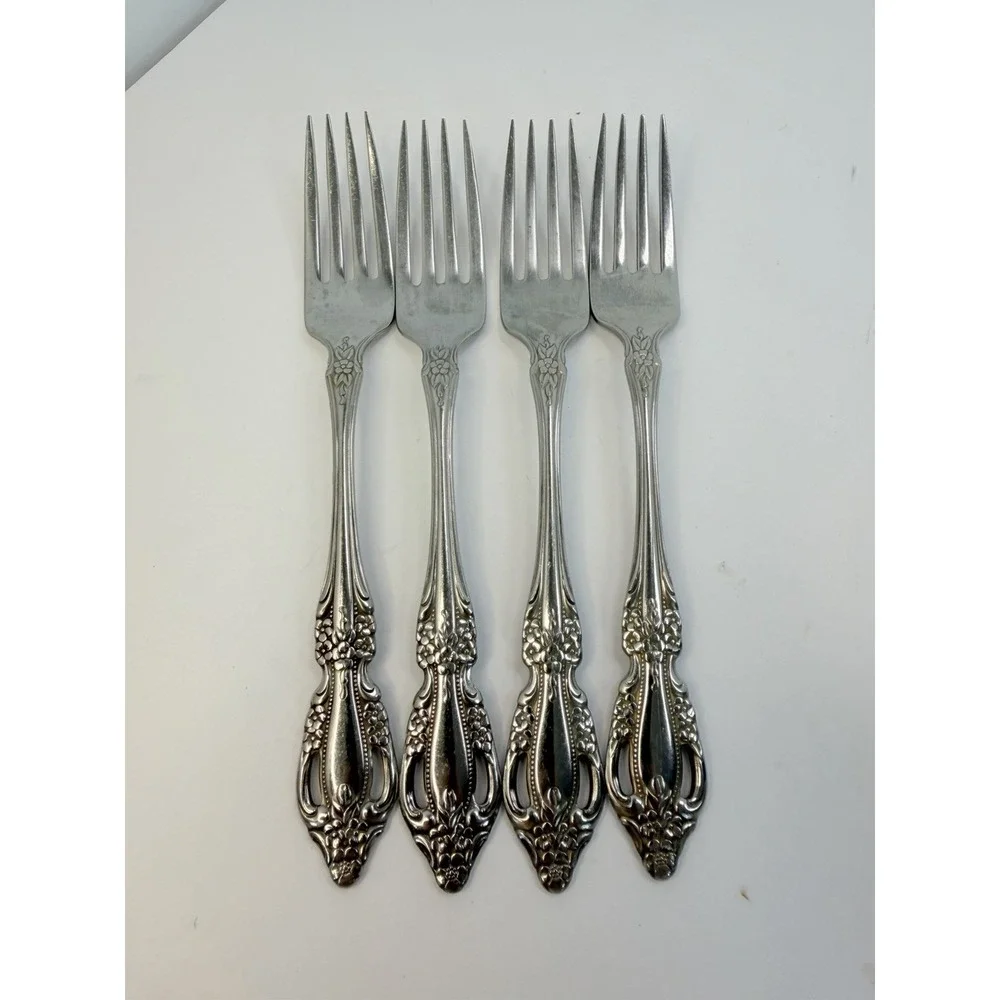 Oneida Raphael Set 4 Dinner Forks Distinction Deluxe Stainless Flatware